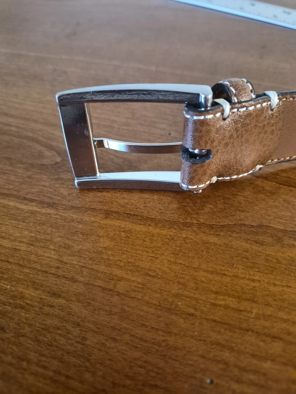 Johnston & Murphy Brown Leather Belt with Silver Buckle Size 30